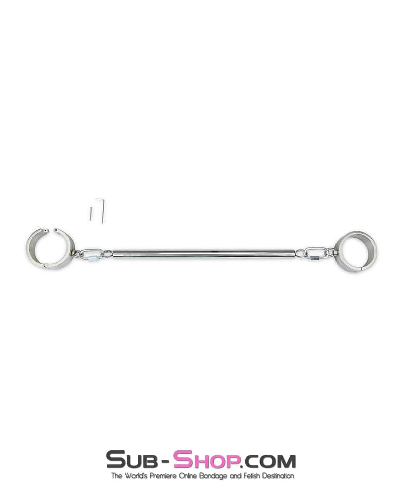 9991M-SIS Stainless Steel Spreader Bar with Detachable Heavy Sissy Bondage Ankle Cuffs - Image 6
