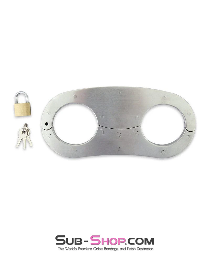 3804M Stainless Steel Wrist Fetters Restraints with Padlock, Small / Medium - Image 2