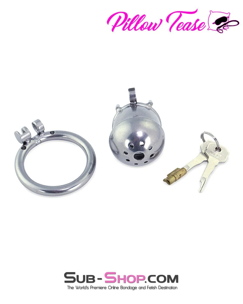 3838AR      Steel Capped Tube Full Enclosure Chastity Cock Cage with 2” Cock Ring - Image 7