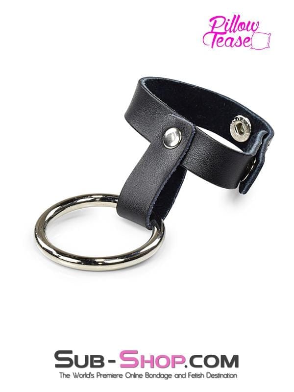 2371DL Steel Cock Ring with Leather Ball Strap - LAST CHANCE - Final Closeout! - Image 4