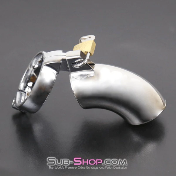8738SM Stainless Steel Open-End Chastity Cage – Locking Male Chastity Device with Cock Ring - Image 5