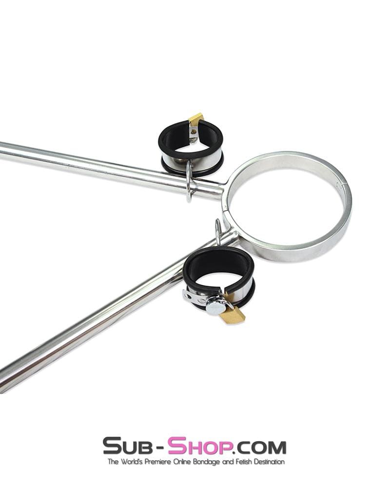 0738M Steel Tripod Bondage Collar Rig with Rubber Lined Steel Wrist and Ankle Cuffs - Image 4