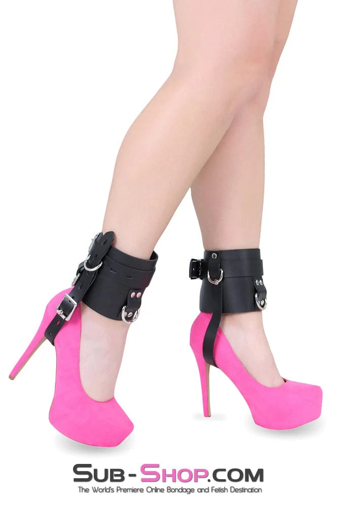 6790A-SIS Stiletto Sissy Bitch Prisoner Wide Locking Shoe Cuffs - Image 2