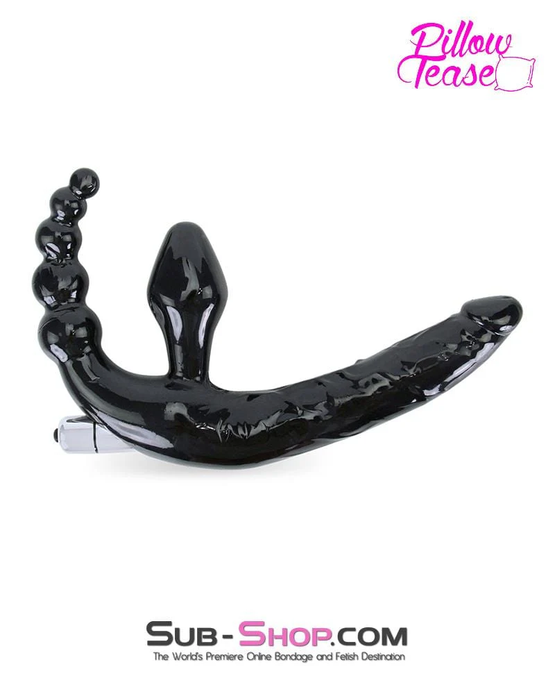 0414E Strapless Strap On Vibrating Dildo with Anal Exciter
