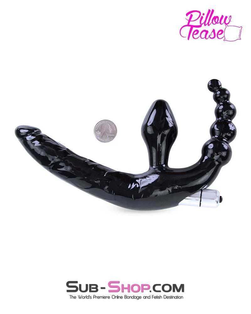 0414E Strapless Strap On Vibrating Dildo with Anal Exciter - Image 4