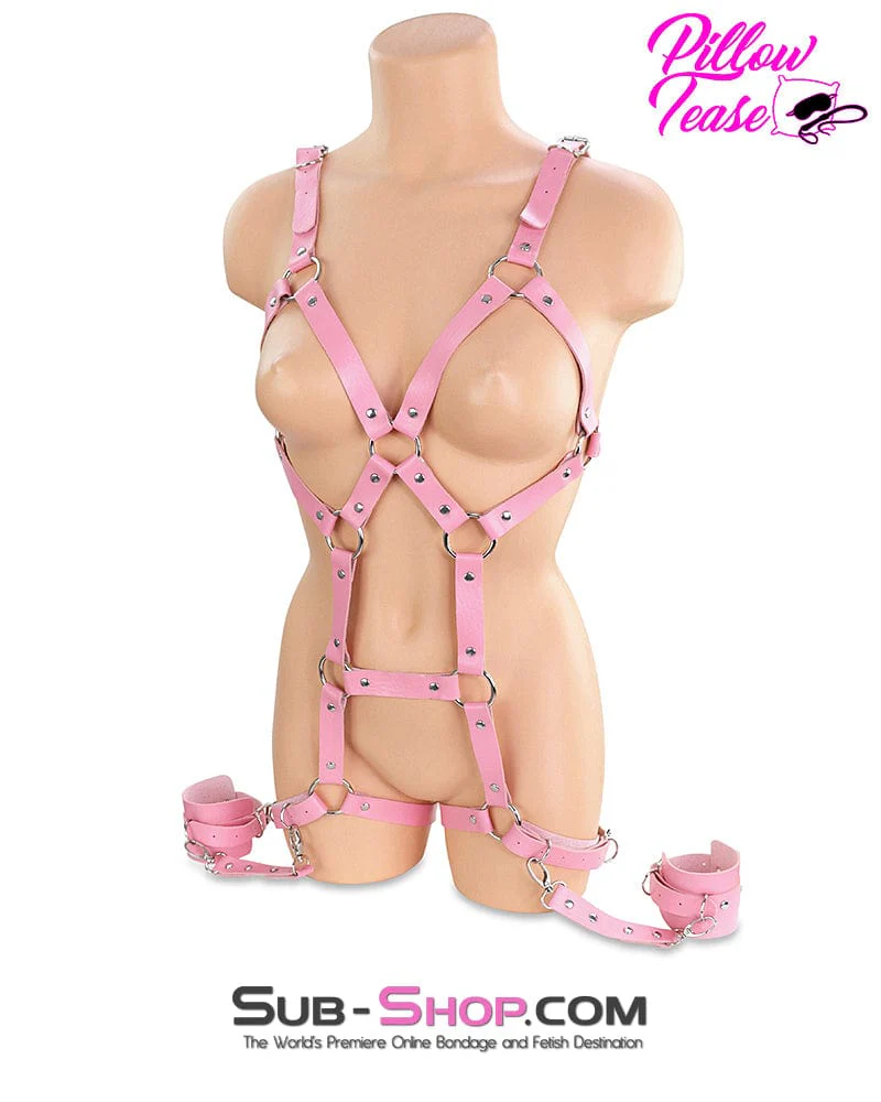 5700DL Studded Pink Strappy Female Bondage Harness - Image 3