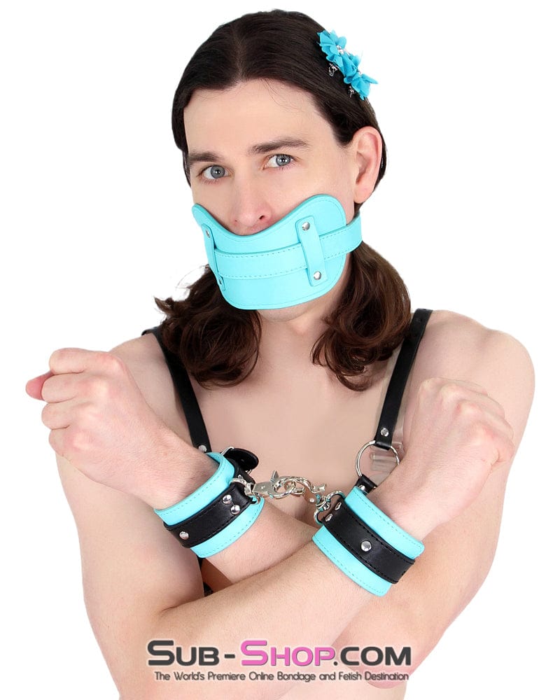 1322MQ-SIS Stuff It Pretty Sissy Good Locking Diamond Blue Muffler Mistress Sessions Panel Strap Stuffed Ball Gag - Image 5