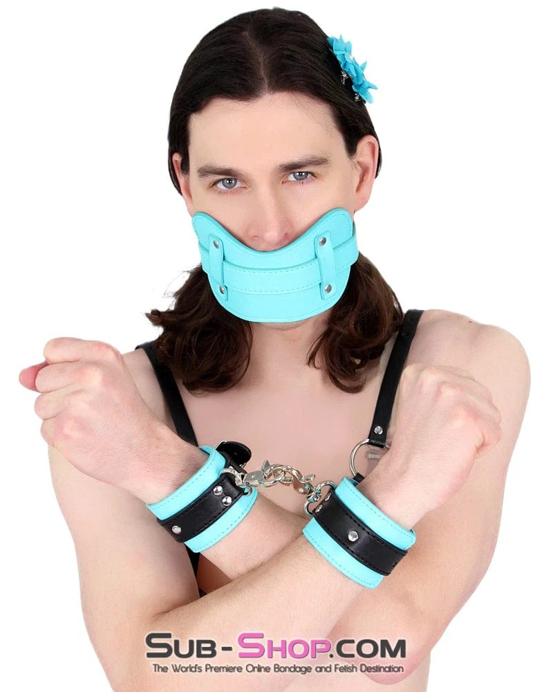 1322MQ-SIS Stuff It Pretty Sissy Good Locking Diamond Blue Muffler Mistress Sessions Panel Strap Stuffed Ball Gag - Image 6