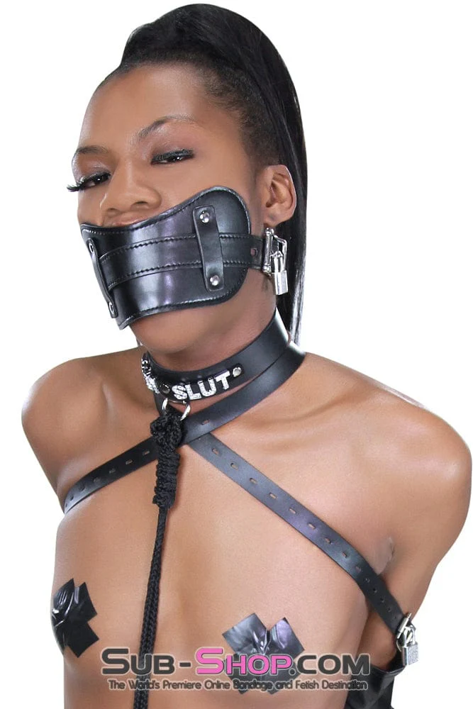 8954DL      Stuffed Slave Mouth Locking Panel Gag - Image 14