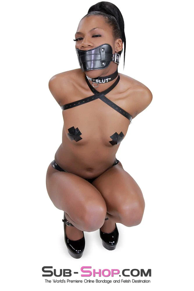 8954DL      Stuffed Slave Mouth Locking Panel Gag - Image 20