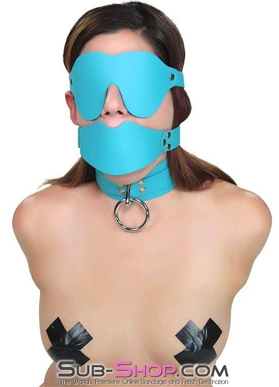 3408A-SIS Submissive Sissy Diamond Blue In The Dark Leather Blindfold