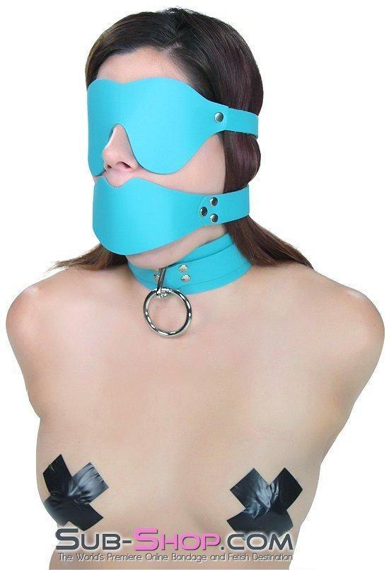 3408A-SIS Submissive Sissy Diamond Blue In The Dark Leather Blindfold - Image 2