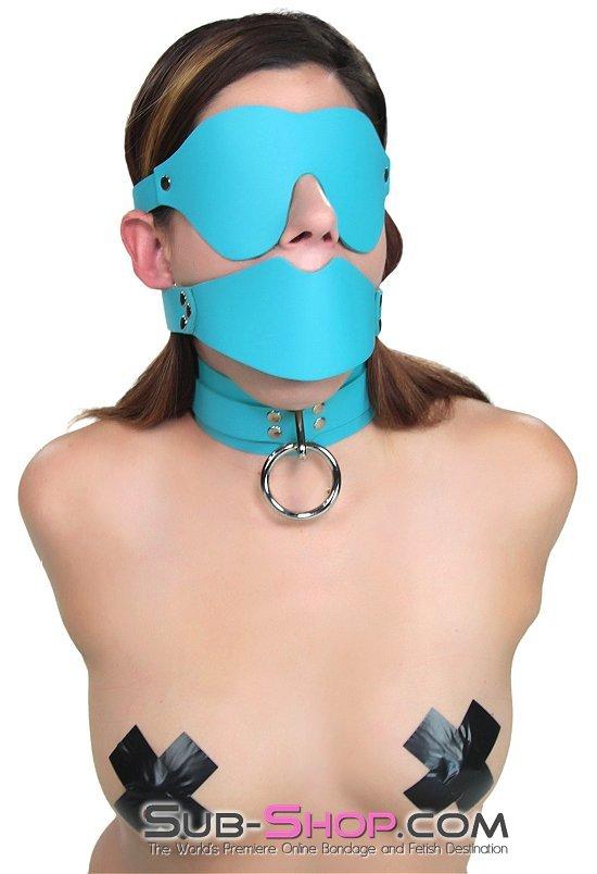 3408A-SIS Submissive Sissy Diamond Blue In The Dark Leather Blindfold - Image 5