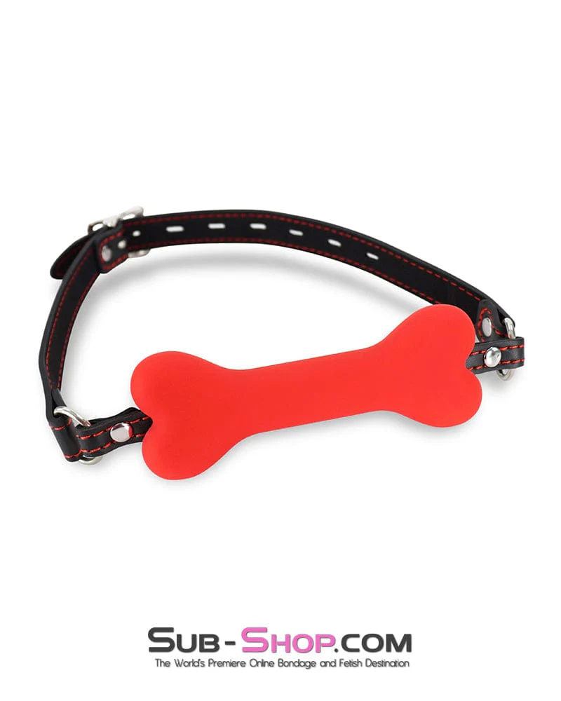3436DL      Red Silicone Puppy Play Bone Gag - Image 3