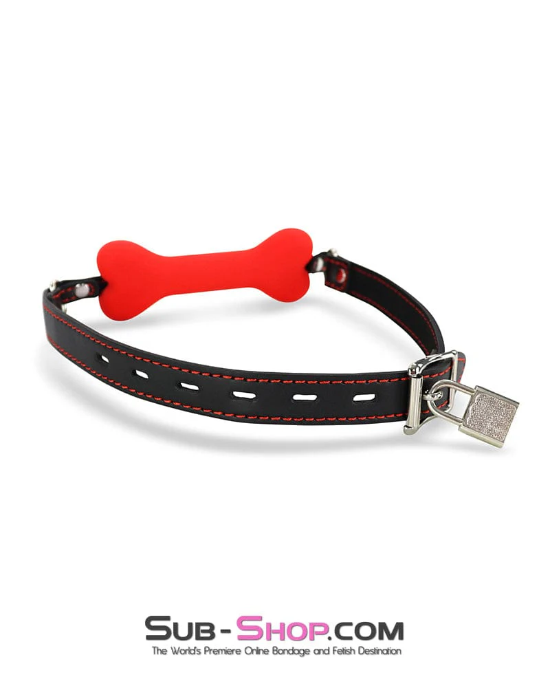 3436DL      Red Silicone Puppy Play Bone Gag - Image 11