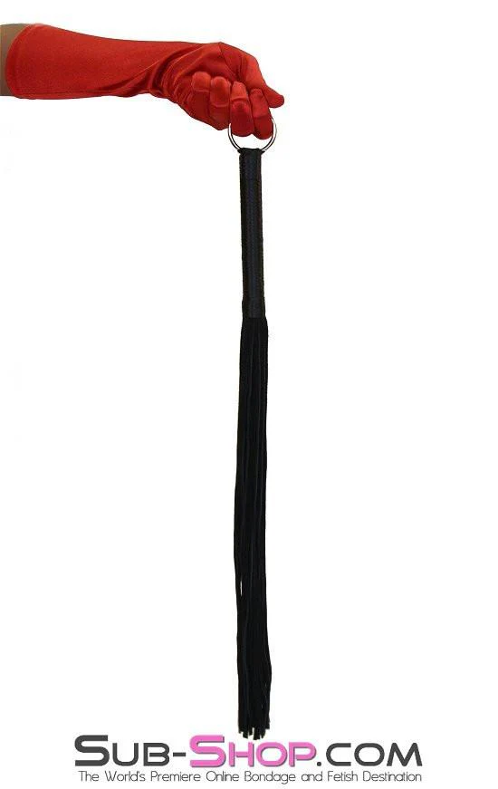 7796DL      Suede Tail 24” Flogger Whip with Satin Wrapped Handle and Hanging Ring - Image 7