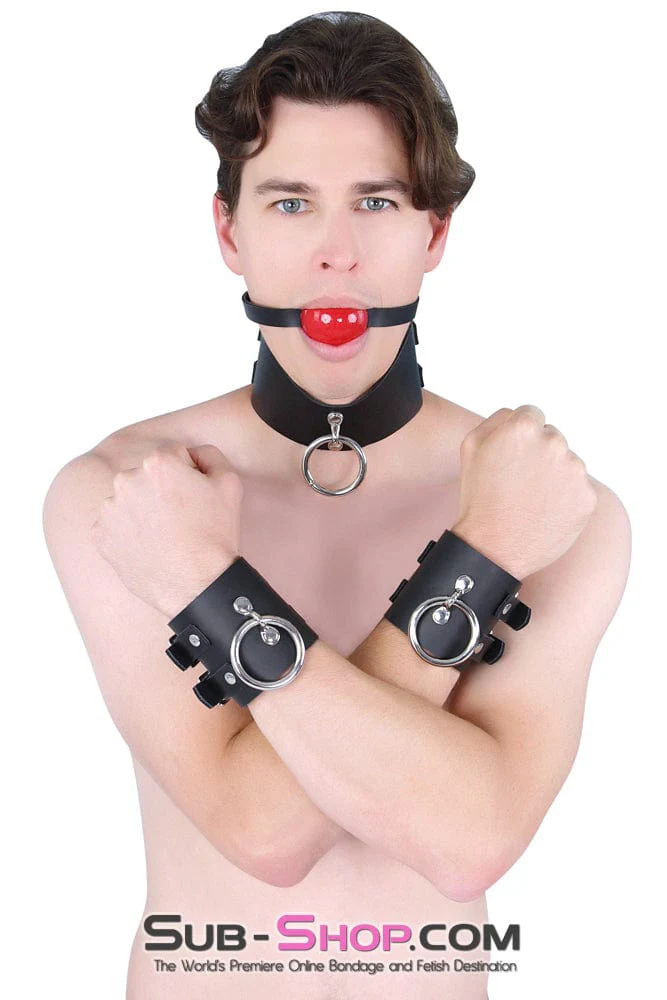 2746A Surrender 3 Inch Leather Bondage Wrist Cuffs - Image 9