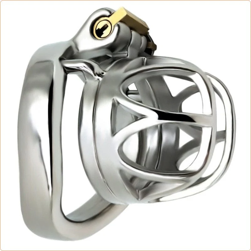7828M The Brig Large Steel Cock Cage Chastity with Large Cock Ring