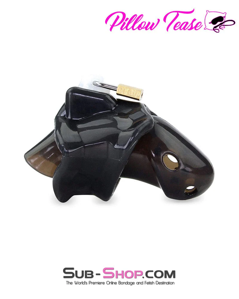 3459AR Spiked Black Locking Silicone Chastity Cage with Ball Stretching Cock Ring