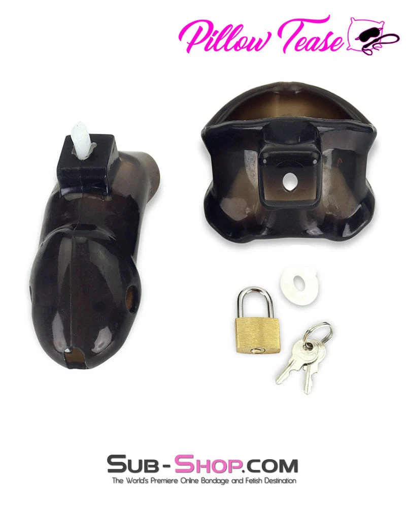 3459AR Spiked Black Locking Silicone Chastity Cage with Ball Stretching Cock Ring - Image 17