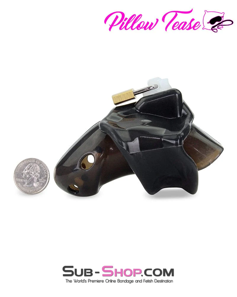 3459AR Spiked Black Locking Silicone Chastity Cage with Ball Stretching Cock Ring - Image 6