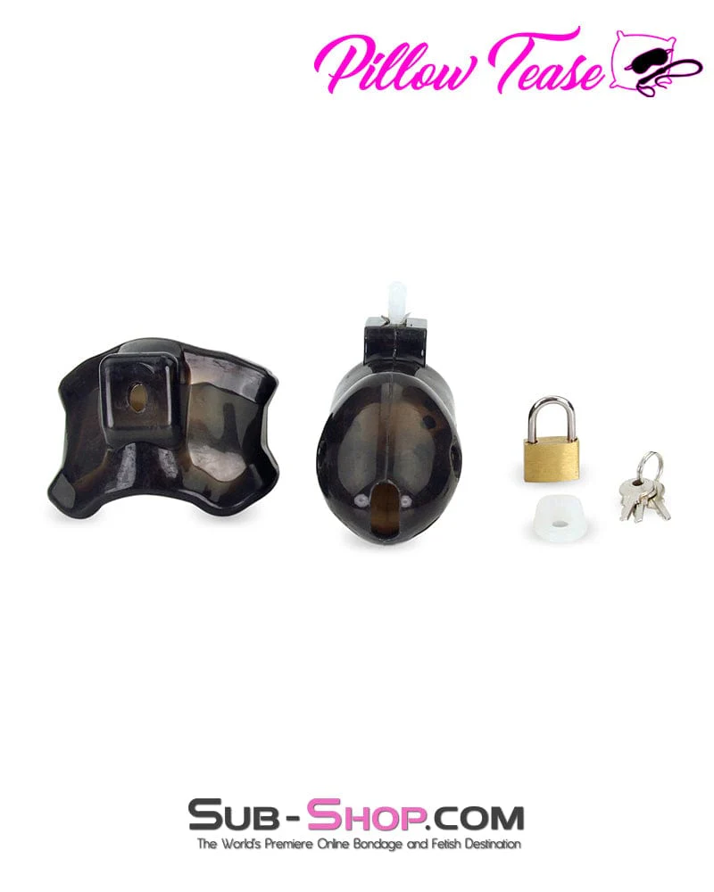 3459AR Spiked Black Locking Silicone Chastity Cage with Ball Stretching Cock Ring - Image 8