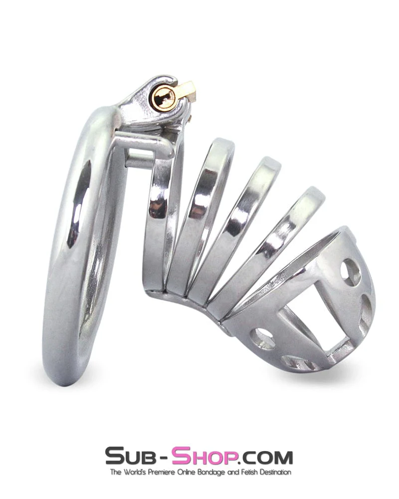 6764M The Slammer Stainless Steel Locking Chastity Cock Cage - Image 4