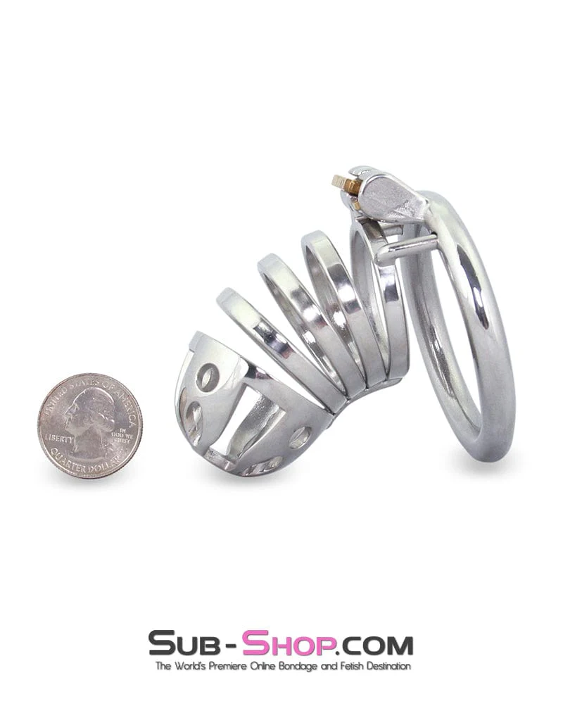 6764M The Slammer Stainless Steel Locking Chastity Cock Cage - Image 5