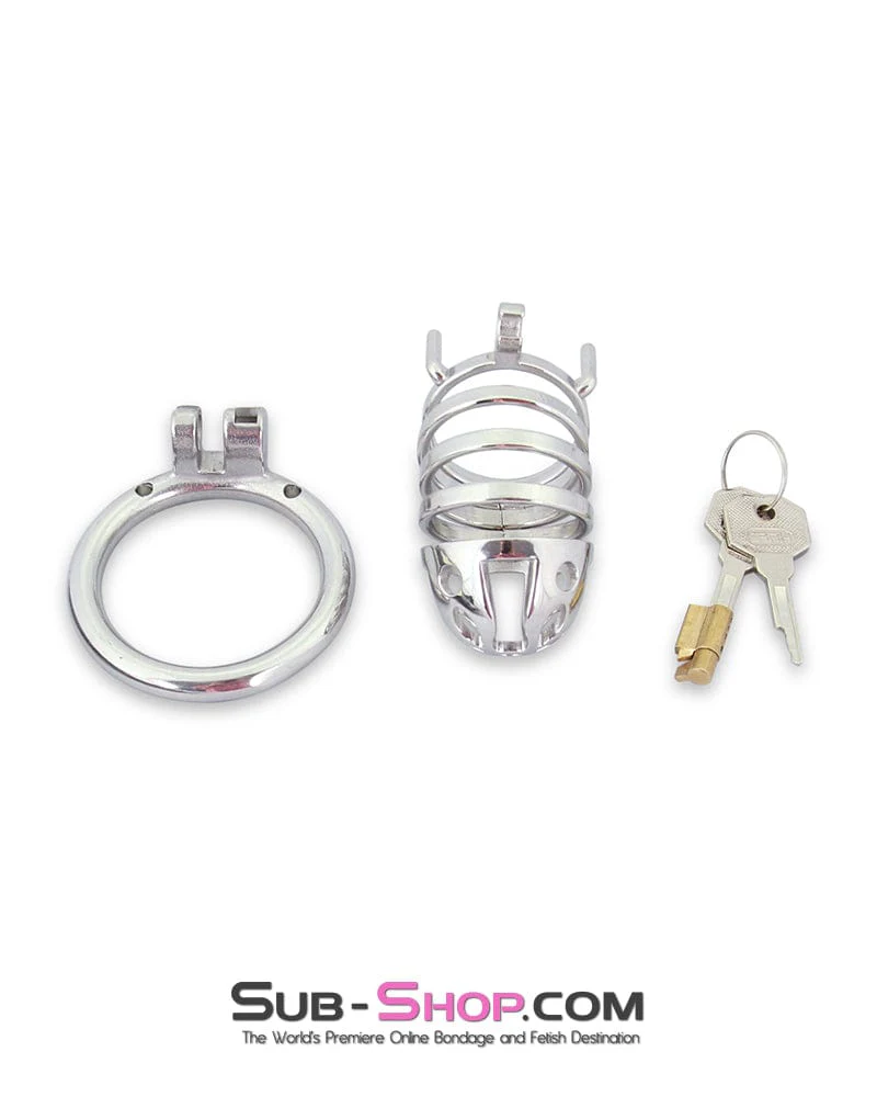 6764M The Slammer Stainless Steel Locking Chastity Cock Cage - Image 6