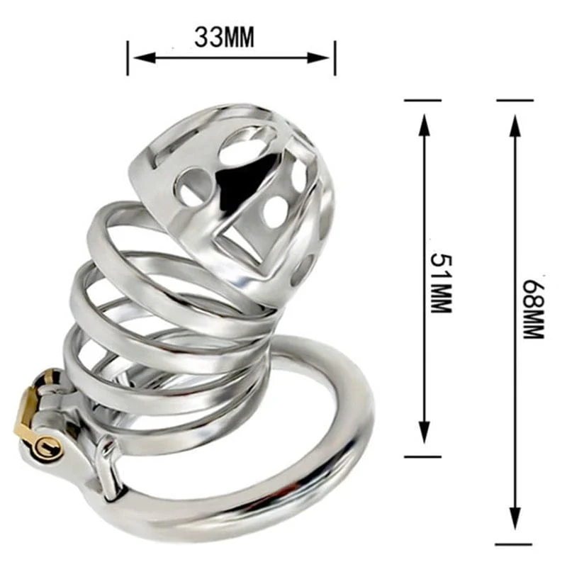 6764M The Slammer Stainless Steel Locking Chastity Cock Cage - Image 7