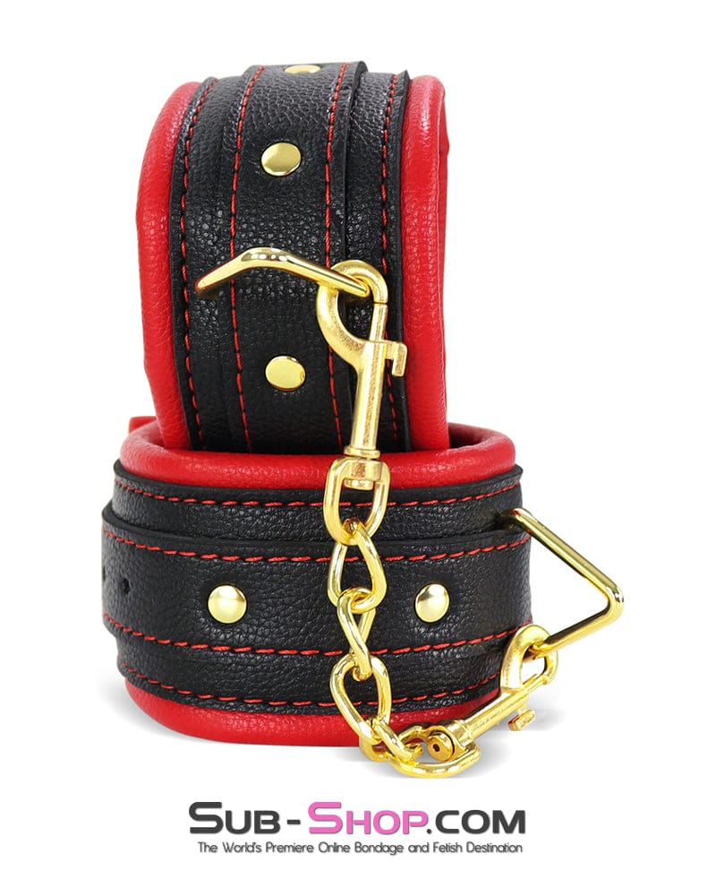 9864M Thickly Padded Bondage Cuffs with Gold Hardware