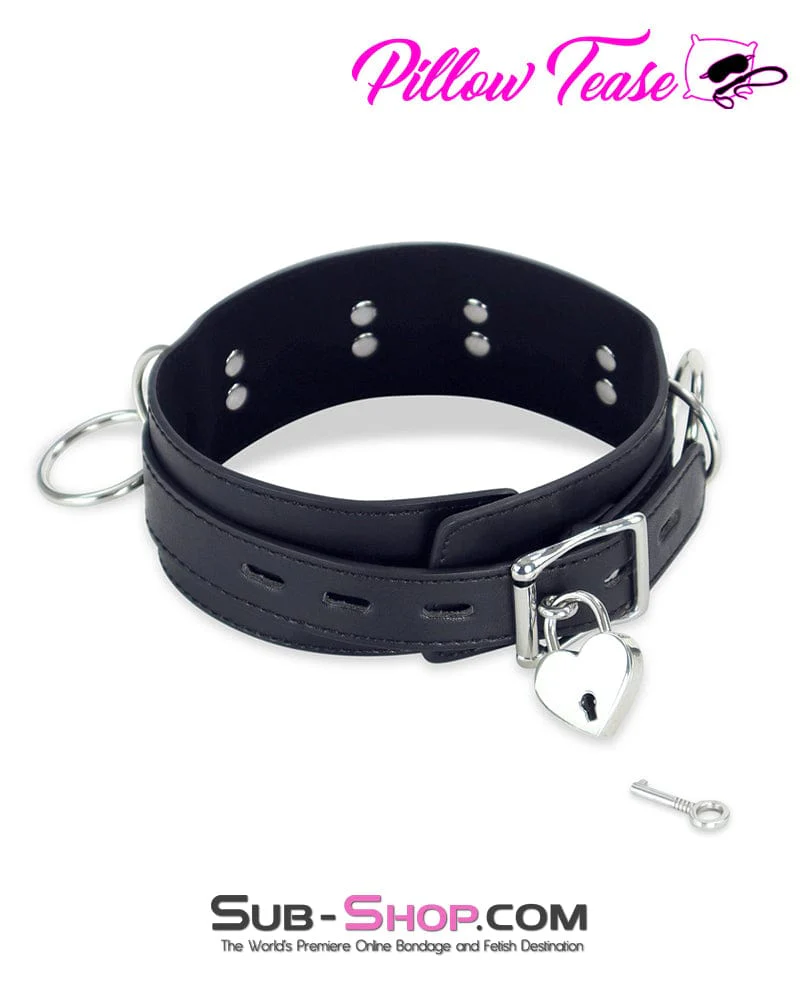 1760DL-SIS      Three Ring Locking Pretty Sissy Training Boi Bondage Collar - Image 5