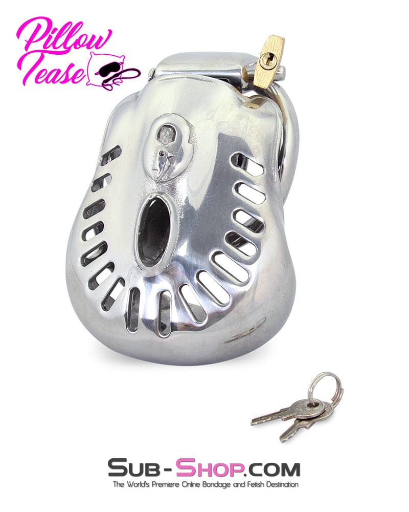 2236AR Tight Steel Dungeon Full Balls and All Locking Male Chastity Cage - Image 2