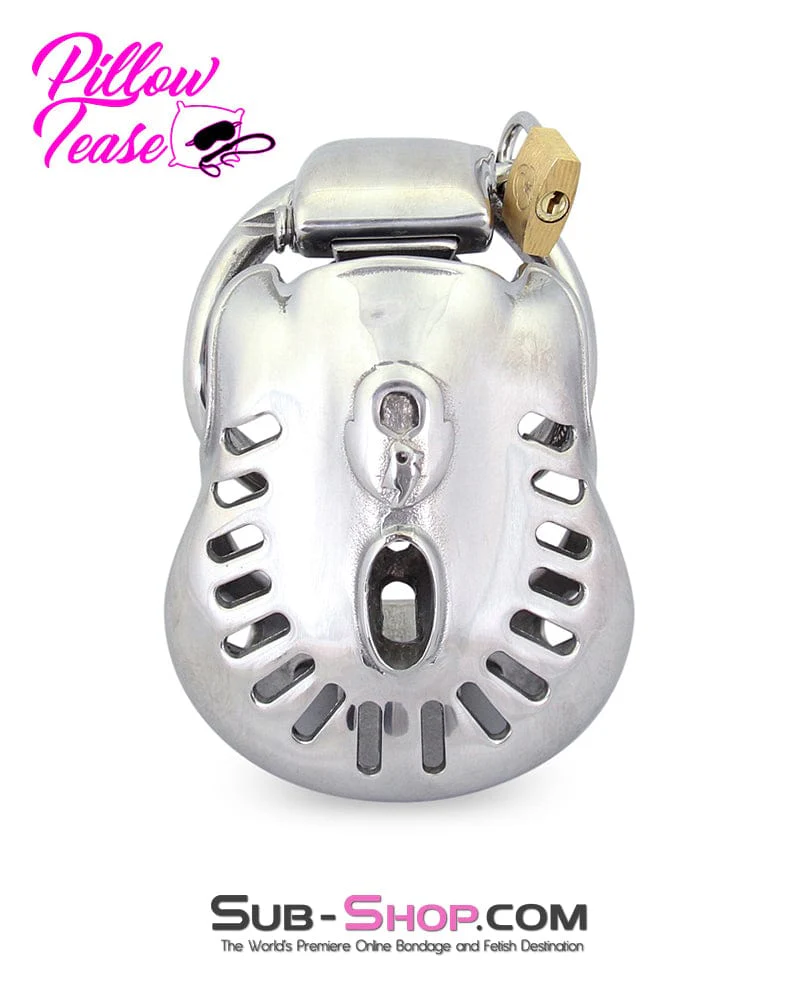 2236AR Tight Steel Dungeon Full Balls and All Locking Male Chastity Cage - Image 3