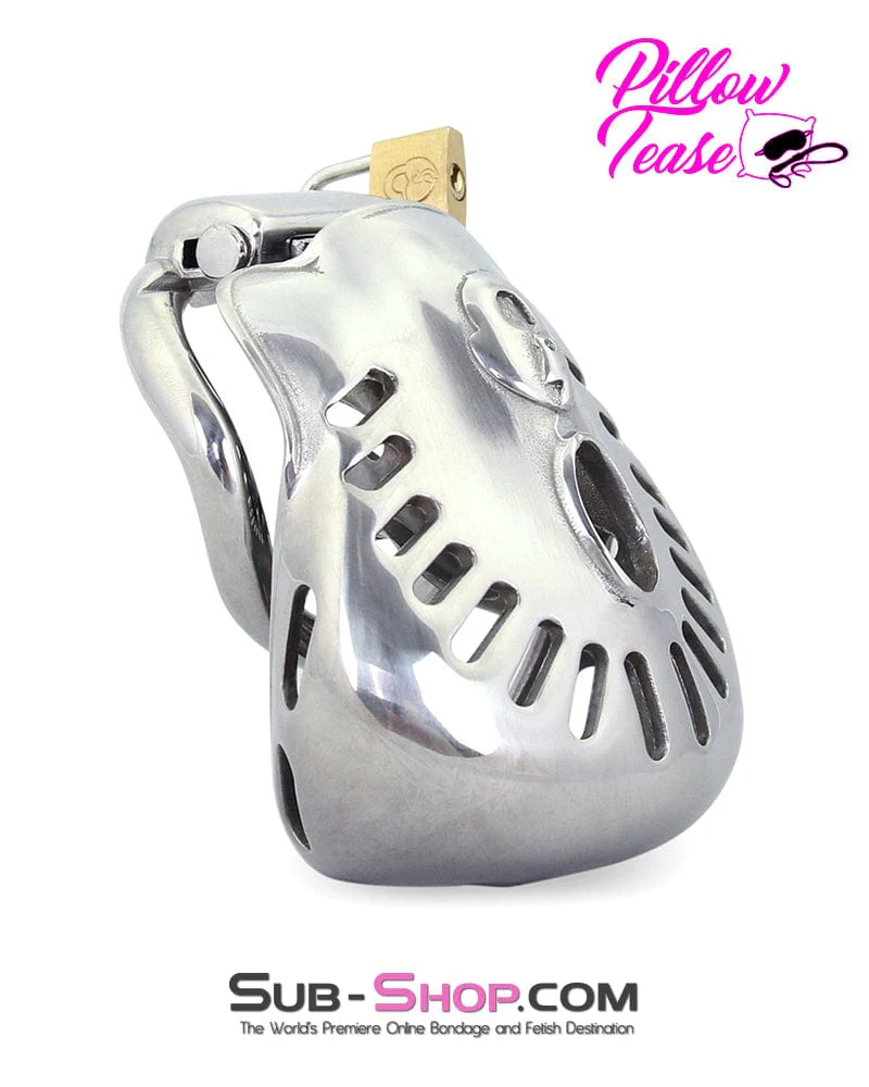 2236AR Tight Steel Dungeon Full Balls and All Locking Male Chastity Cage - Image 4