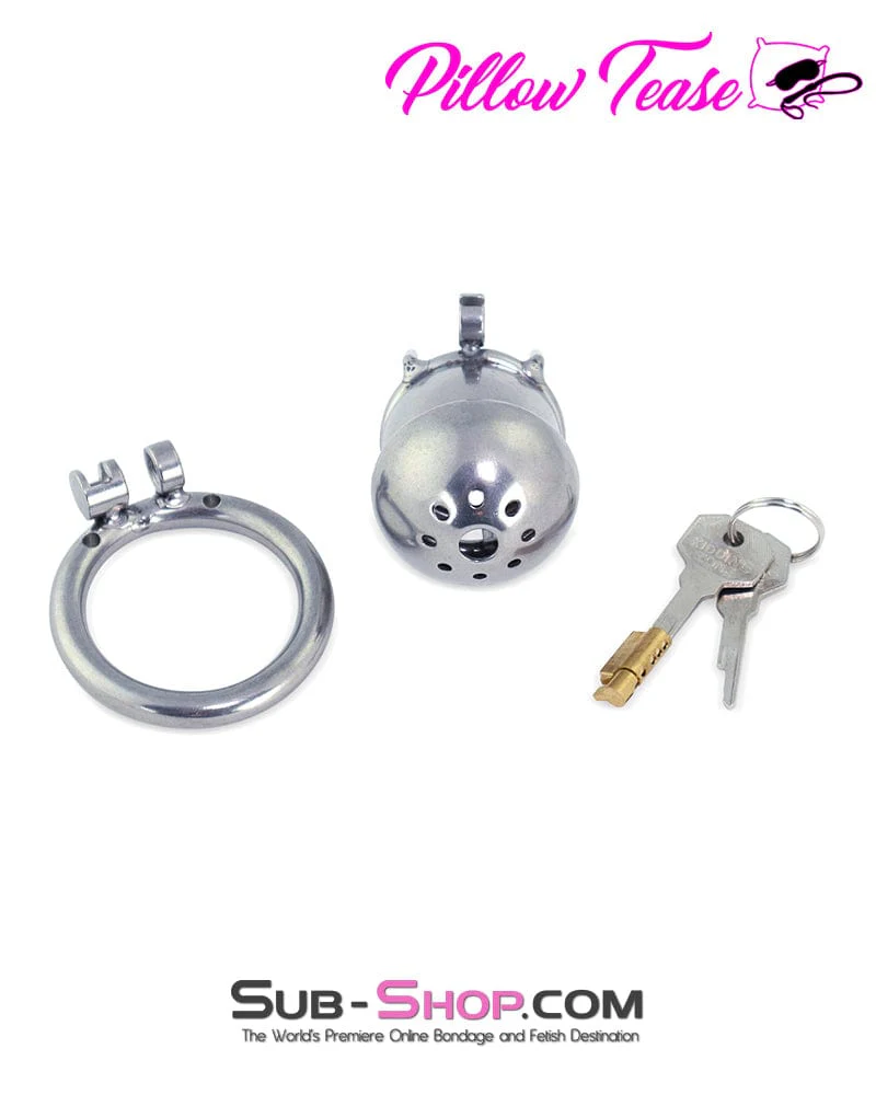 3412AR Tiny Cock Cap Locking Steel Chastity Cock Cage - Image 7