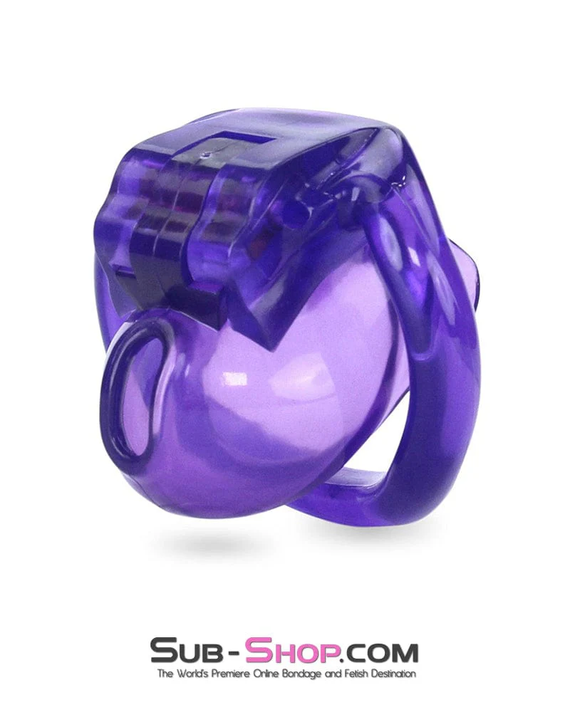 5337M Tiny Nub Mini Purple Locking Chastity Cock Cage - Image 3