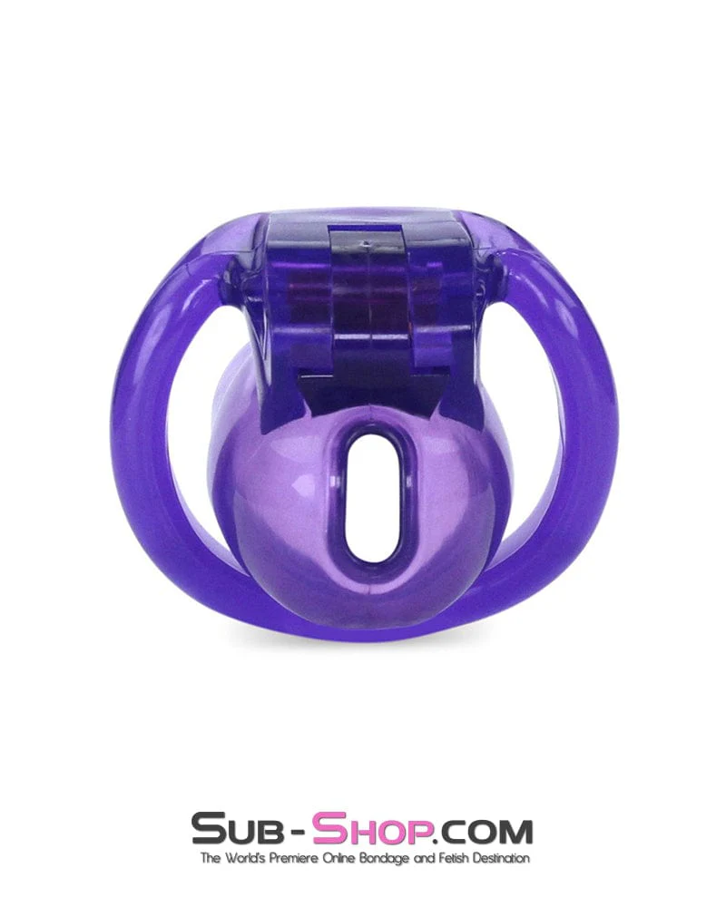 5337M Tiny Nub Mini Purple Locking Chastity Cock Cage - Image 4