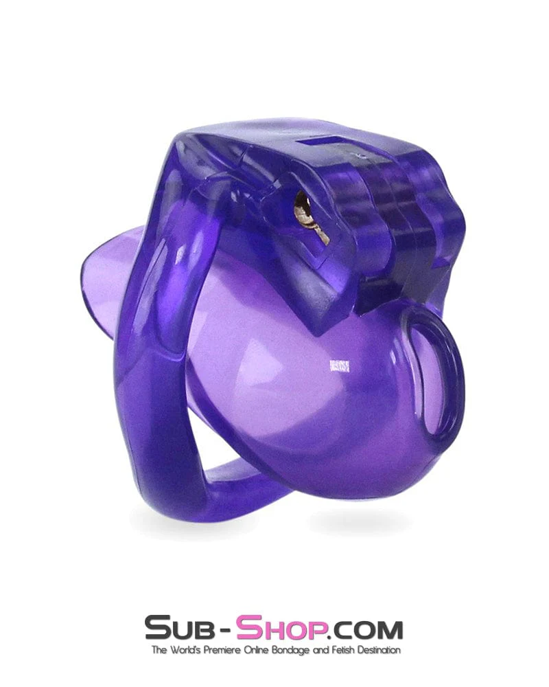 5337M Tiny Nub Mini Purple Locking Chastity Cock Cage - Image 5