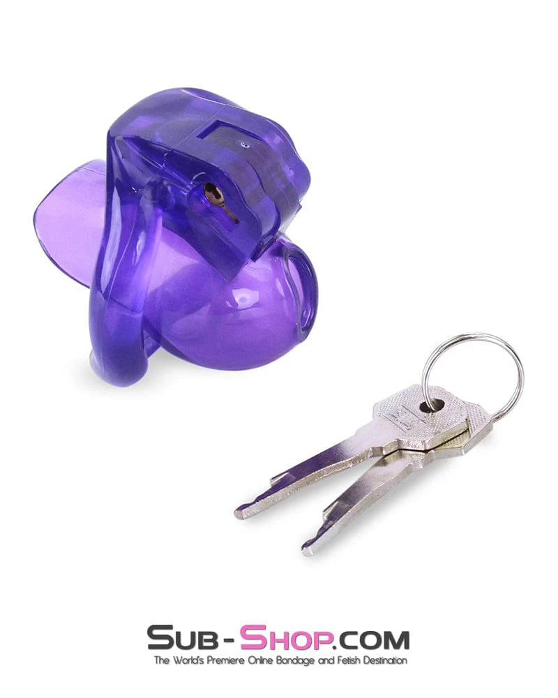 5337M Tiny Nub Mini Purple Locking Chastity Cock Cage - Image 7
