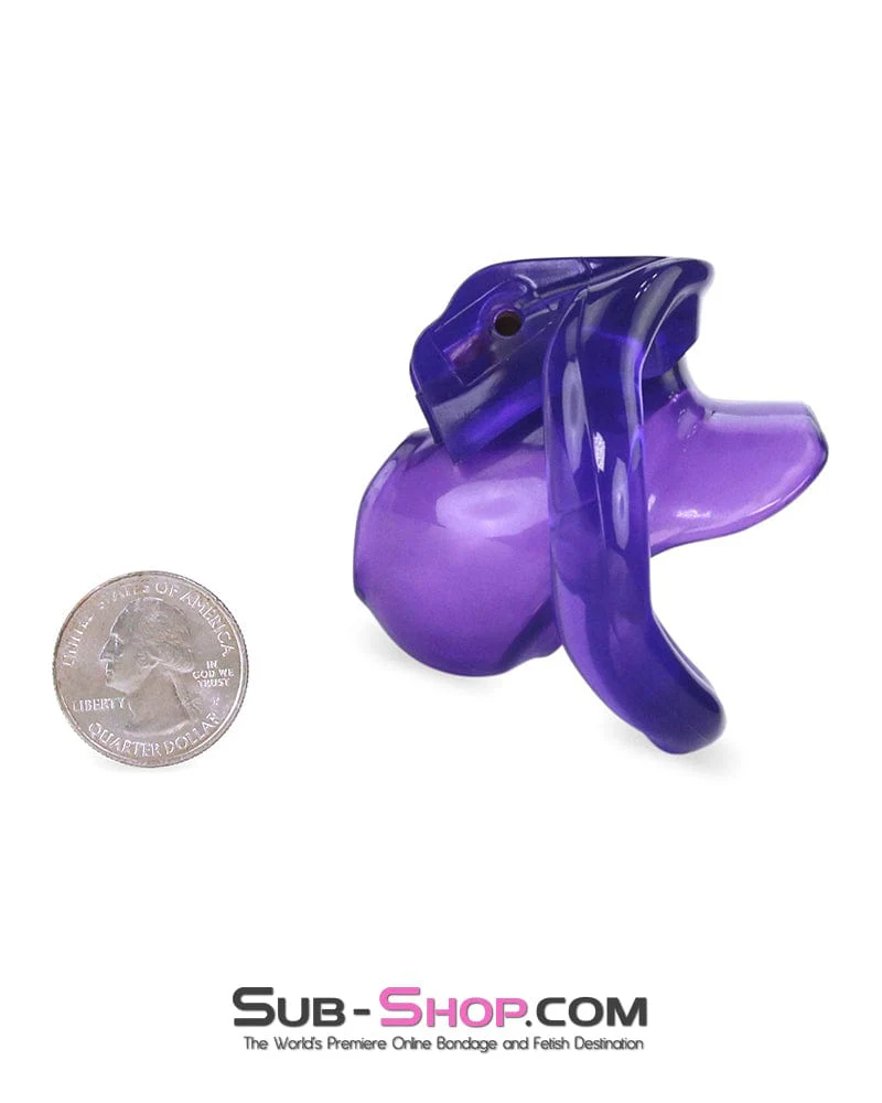 5337M Tiny Nub Mini Purple Locking Chastity Cock Cage - Image 8