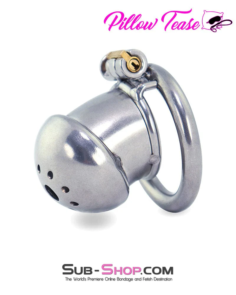 3412AR-SIS      Tiny Sissy Hussy Cock Cap Locking Steel Chastity Cock Cage - Image 3