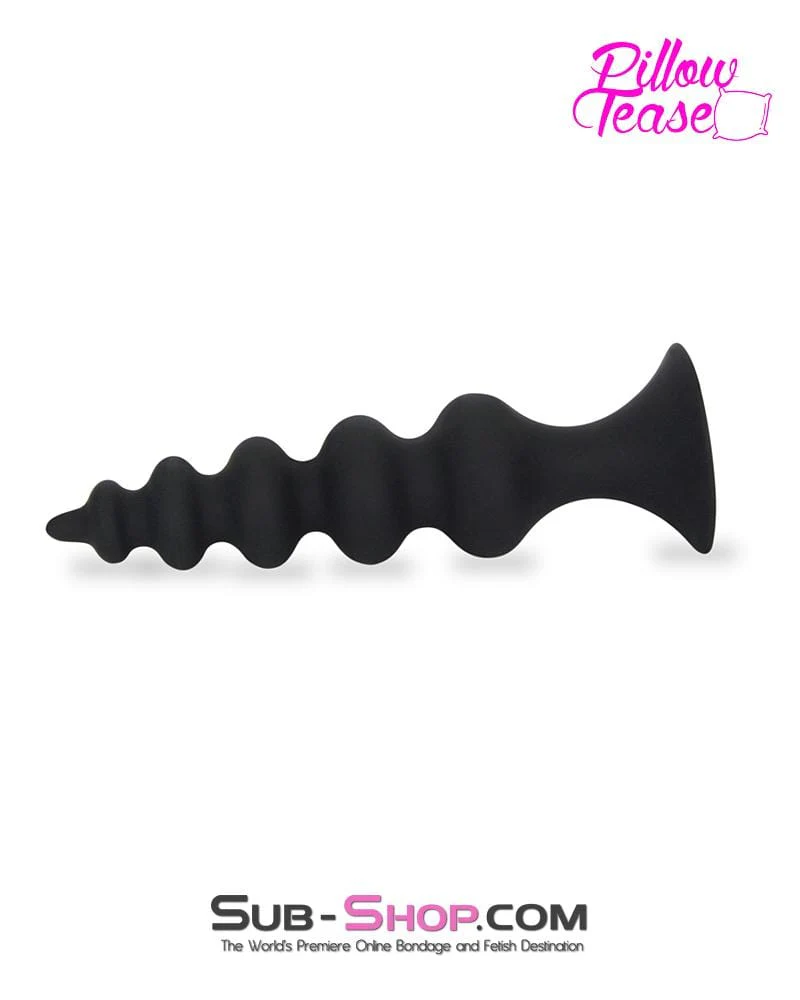 7065S      Tower Ripple Black Silicone Graduated Butt Plug - Image 3