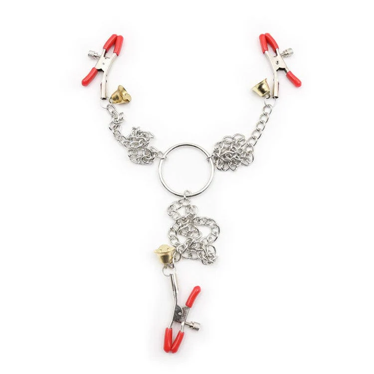 0426M Triple Belled Nipple and Clit Chained Clamp Set 🔥 FINAL CLEARANCE – Last Chance! - Image 7