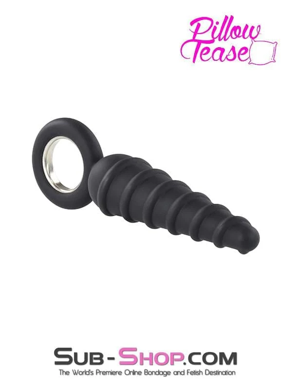 1632M      Twist Cone Spiral Silicone Anal Massager with Steel Pull Ring - Image 7