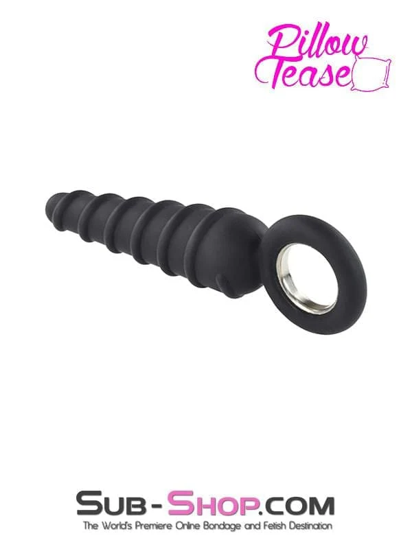 1632M      Twist Cone Spiral Silicone Anal Massager with Steel Pull Ring - Image 8