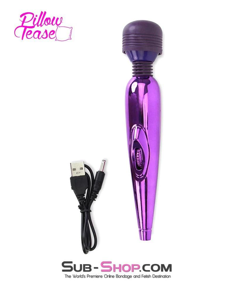7120S USB Rechargeable Purple Power Chrome 7" Vibrating Travel Wand - Image 4