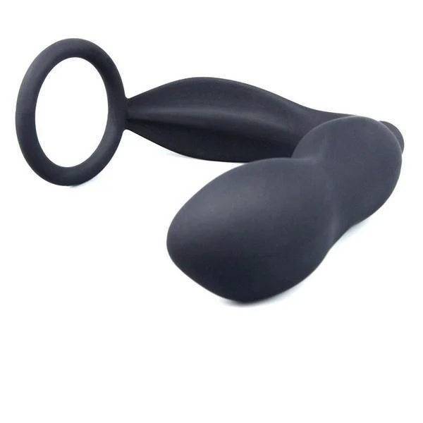 6838M      Vibrating Black Silicone 2 Point Prostate Pleaser with Cock Ring - MEGA Deal - Image 5