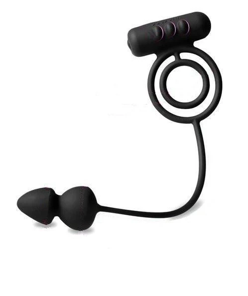 9771M      Vibrating Silicone Cock & Ball Ring with Anal Stimulator - LAST CHANCE - Final Closeout! - Image 7