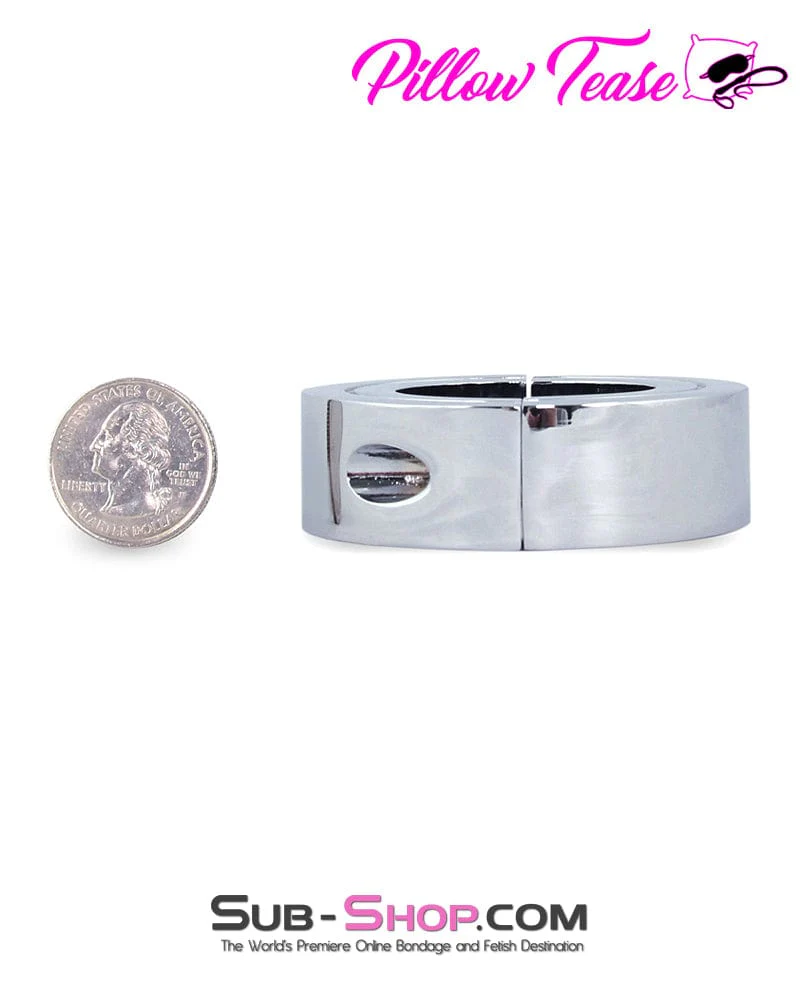0434M Weighted Locking Hinged Stainless Steel Cock Ring - Image 4